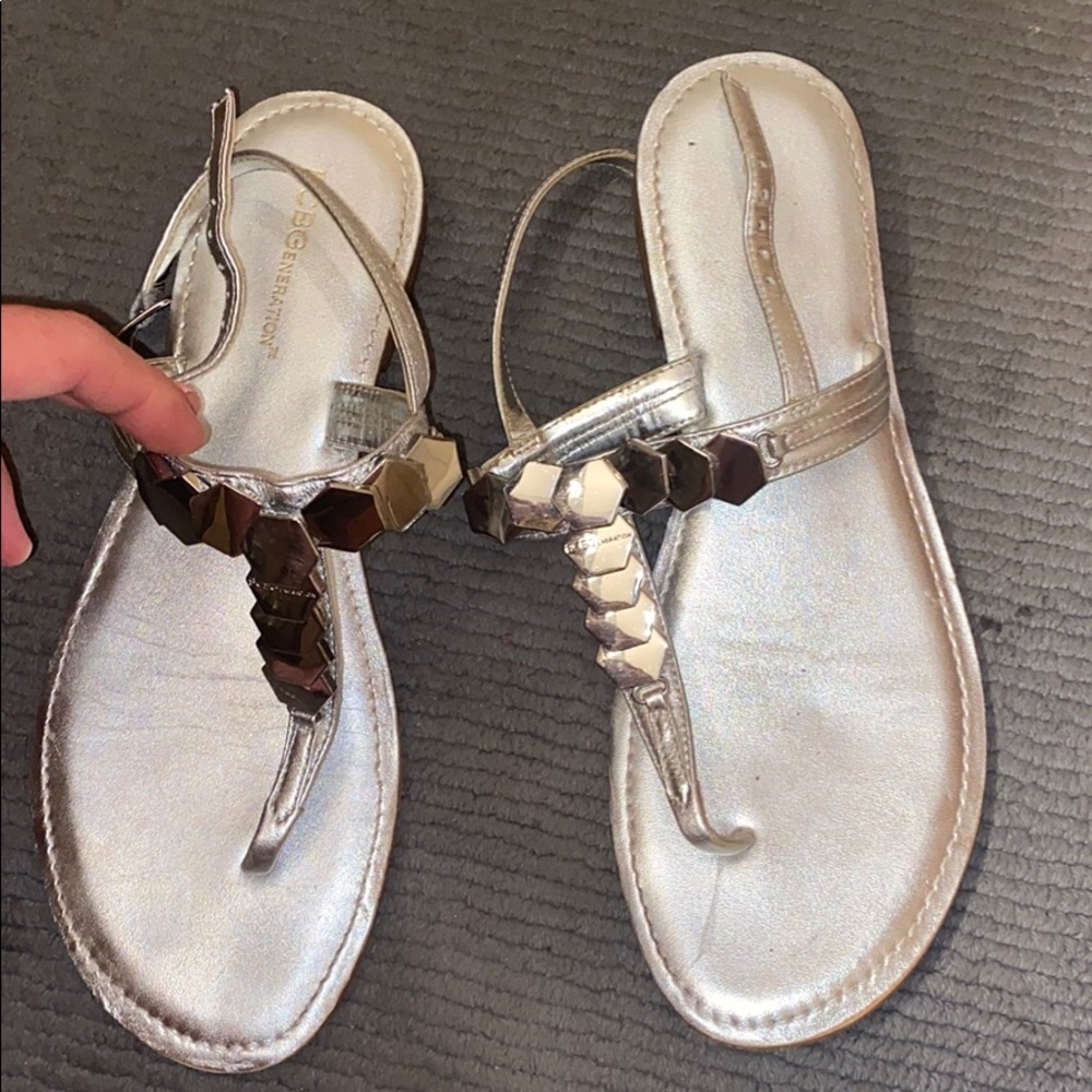BCBG BCBGeneration Silver Flip Flops